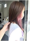 人気のアクセント☆秋冬くすみピンクインナーカラー