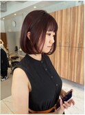 【森千晶】大人の内巻きボブxワインレッド/暖色系カラー