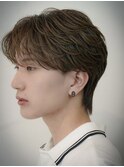 韓国マッシュカルマパーマコンマバングセンターパート黒髪ウルフ
