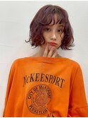 △ゆるふわパーマ癖毛風パーマボブパーマオレンジブラウン