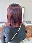 ブリーチなし暖色カラー髪質改善カラーチェリーピンク艶髪