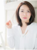 mod's天神/くすみベージュ大人美人ワンレン前下がりレイヤーa