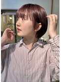 ピンクベージュ×ショート