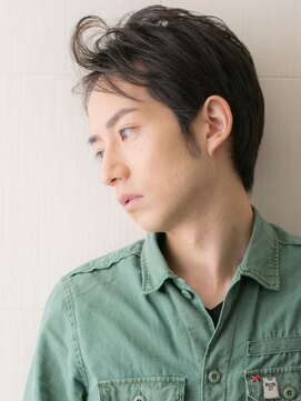 メンズヘア ビーセカンド 草加店(MENS HAIR B-2) ダークブラウンかき上げビジネス刈り上げない韓国ヘアY草加
