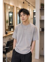 MEN's Baguz MEN'Sカット/ MEN'Sパーマ/ MEN'Sカラー 無造作束感×ニュアンスパーマ韓国風メンズショートヘア