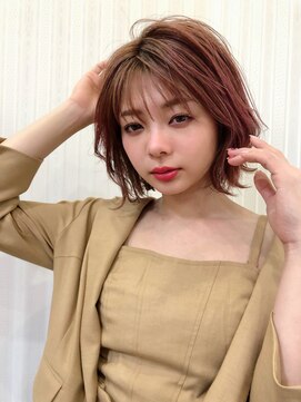 トータルビューティーサロン プリエ(prier) こなれボブ|ステップボーンカット/ミルクティーピンク