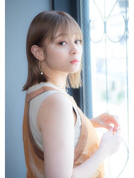 ヘアアンドメイク エジェリ(hair&make egerie) 【あえてストレート】切りっぱなしボブ ハイライト 恵比寿