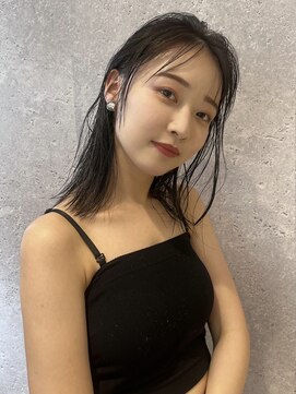 アース 三軒茶屋店(HAIR&MAKE EARTH) 三軒茶屋_レディース_セミロング_黒髪_ウェット_オイル_ボブ_