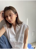 切りっぱなしミディ透明感カラー顔まわりカット小顔カット