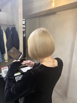 アジールヘア 東上野店(agir hair) 大人可愛い丸みボブミルクティーベージュ【上野】