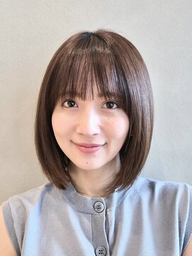 ソワネ 表参道(soigne) 表参道酸性ストレートパーマ艶髪セミロングレイヤーベージュ40代