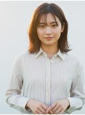 ミディアム20代30代ストレートレイヤー前髪なし前髪あり池袋
