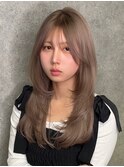 ブリーチダブルカラー ブロンドベージュ レイヤーカット 艶髪