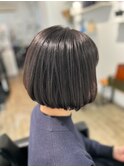 30代40代50代ダークアッシュ白髪ぼかし丸みショート小顔ボブ