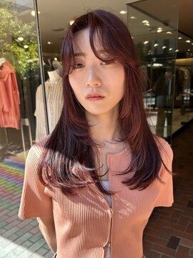 ノラ ヘアーサロン(NORA HAIR SALON) 【大久保】ブリーチカラーレッドピンクカラー、顔まわりカット