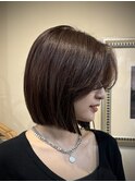 【切りっぱなしボブ×ブラウン】黒髪/ワンレ/ン鎌取/林愛華