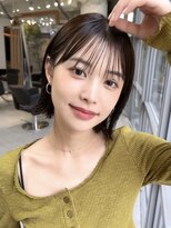 メゾンアクア 表参道(Maison ACQUA)&nbsp;切りっぱなしボブチェリーブラウンミニウルフ前髪縮毛矯正表参道