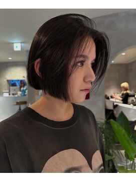 ハウ 心斎橋(how) 前髪なしハンサムショートボブ秋カラー20代30代40代50代