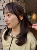 ピンクブラウン/ブリーチなし/ミディアムセミロング/20代