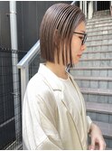 切りっぱなしボブ/ミルクティーベージュ/ダブルカラー