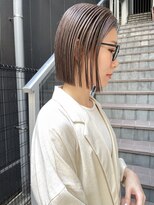 ケンジ 横浜(KENJE) 切りっぱなしボブ/ミルクティーベージュ/ダブルカラー