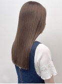 艶感アッシュベージュブリーチなし暗髪美髪ストレート秋カラー
