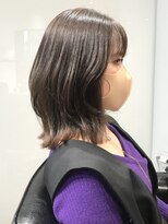 外ハネくびれヘア長めボブ韓国風フェイスレイヤーメルティカラー