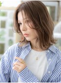 外国人風ハイライトかきあげ前髪ロブヘアa北浦和20代30代40代