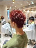 ツーブロックマッシュ/束感ショート/波巻き/ハイライト