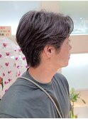センターパートマッシュニュアンスパーマメンズ目黒