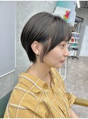 マッシュショート/暗髪ショート/アッシュグレー
