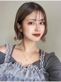 小顔に見せるヘア/ワンレン/ボブウルフ/ネビージュ/黒髪カタログ