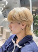 ホワイトベージュ×マッシュウルフ