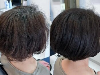 カラーのちから 愛西北一色店の写真/【白髪染め(リタッチ)￥3850】女性スタッフが髪のお悩みを解決！グレイカラーでも艶やかな美髪へ。