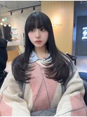 黒髪カタログオリーブグレーココアベージュ小顔に見せるヘア博多