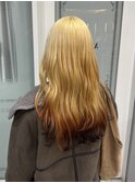暖色裾カラーでハイトーンロングをもっと可愛く！！