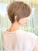クールショート/ショートパーマ/ボブルフ/ピンクベージュ/柴
