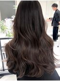 ハイライトカラーミディアムヘアグレージュカラーデザインカラー