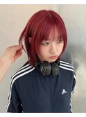 韓国ウルフ/韓国カラー/赤髪/ミディアムレイヤー