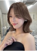 韓国ヘアグレージュカラーブリーチ無し髪質改善イヤリングカラー