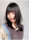 ミディアムウルフレイヤー前髪カット_ba508152