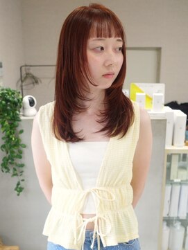 トナリ(tonari) オレンジカラー ぱっつん レイヤーカット【鹿児島中央駅】