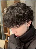 銀座波巻きスパイラルパーマシャドウパーマメンズマッシュウルフ