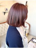暖色系◎ピンクカラー×ボブ
