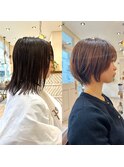 横顔がきれいに見える丸みショートボブ