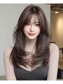 ロング韓国ヘア顔周りレイヤー大人ガーリー _m0002