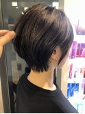 ダークアッシュのミニボブヘムライト　クールショート　神山賢司