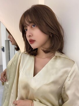 ノク(nok) ジンジャーブラウン_カーキグレージュフェザーバング