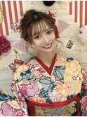 お着物ヘア　レトロなルーズアップ