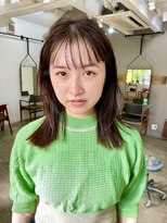 小顔前髪顔周りレイヤーグレージュカラー デザインカラー